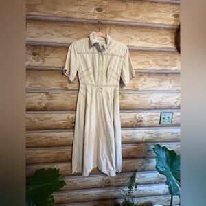 Rosetta Getty Cream Button-Up Midi Dress